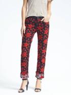 Banana Republic Womens Floral Embroidered Girlfriend Jean - Rinse