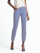 Banana Republic Womens Sloan Fit Blue Geo Print Pant - Blue Water