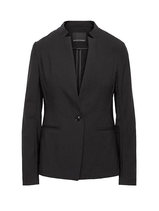 Banana Republic Womens Long And Lean-fit Lightweight Wool Blazer Black Size 4