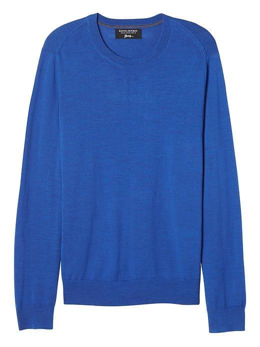Banana Republic Mens Italian Merino Wool Crew Pullover - Anchor Royal