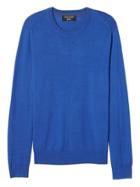 Banana Republic Mens Italian Merino Wool Crew Pullover - Anchor Royal