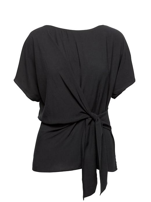 Banana Republic Womens Tie-front Top Black Size Xs