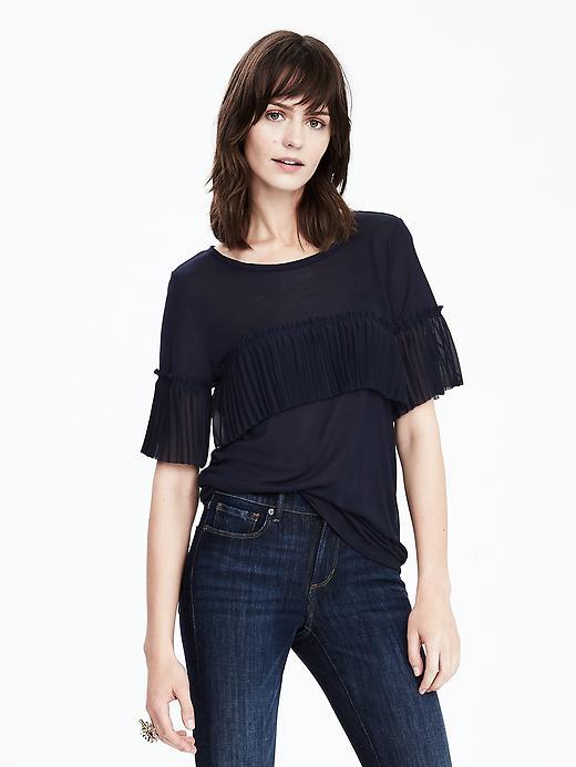 Banana Republic Womens Modal Tiered Top Size L - Preppy Navy