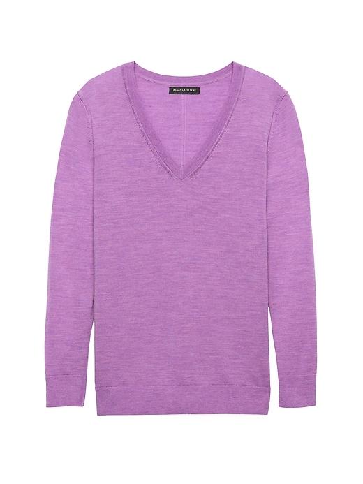 Banana Republic Womens Machine-washable Merino V-neck Sweater Bright Magenta Size M