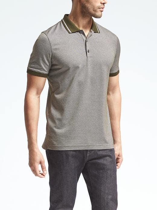 Banana Republic Mens Luxury Touch Birdseye Polo - District Green