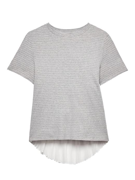 Banana Republic Womens Stripe Cotton Mixed-pleat Top Gray Stripe Size M