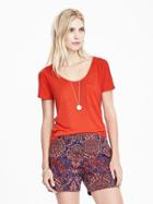 Banana Republic Womens Modal Scoop Neck Tee Size L - Orange Lava
