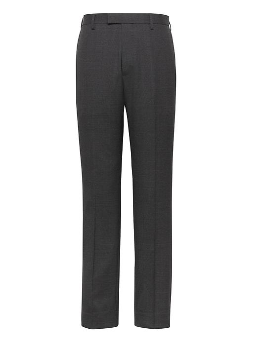 Banana Republic Mens Slim Plaid Performance Stretch Wool Dress Pant Dark Charcoal Size 35w