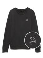 Banana Republic Womens Classic Fleece Sweatshirt Black Size M