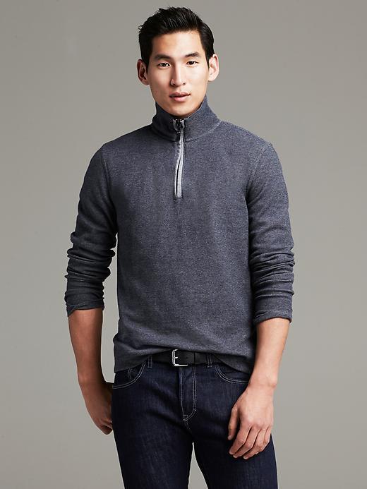 Banana Republic Birdseye Half Zip Pullover - Preppy Navy