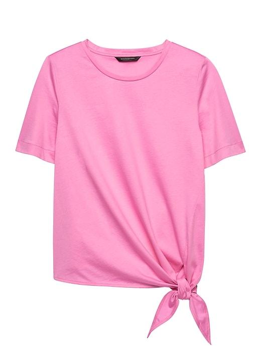 Banana Republic Womens Supima Cotton Tie-front Crew Hot Pink Size S
