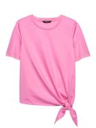 Banana Republic Womens Supima Cotton Tie-front Crew Hot Pink Size S