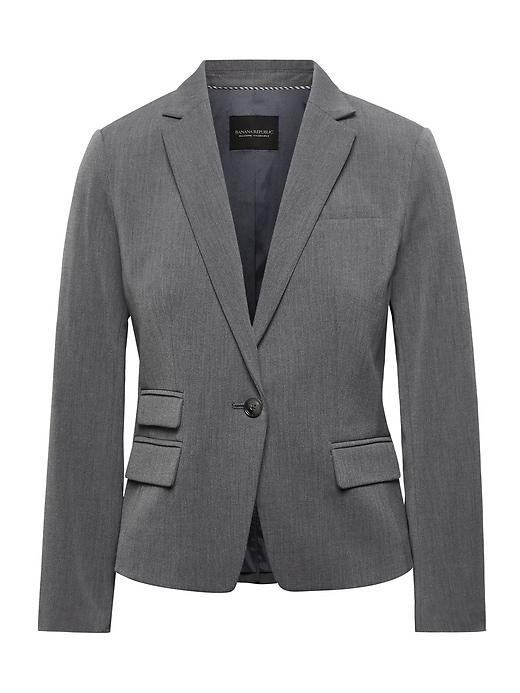 Banana Republic Womens Fitted Crop Heathered Blazer Dark Charcoal Size 0