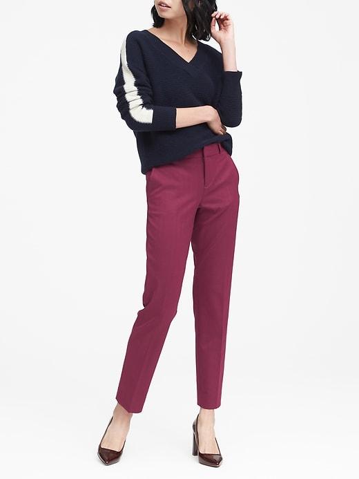 Banana Republic Womens Ryan Slim Straight-fit Machine-washable Herringbone Pant Raspberry Size 0