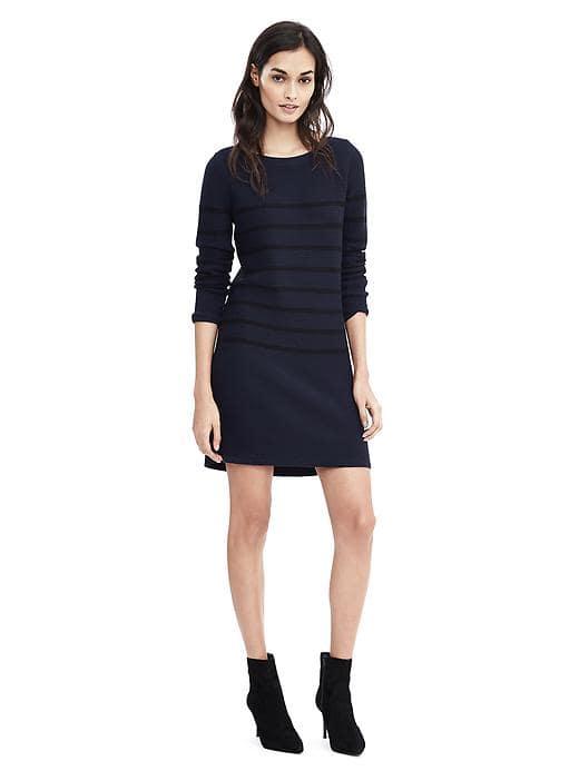 Banana Republic Womens Long Sleeve Striped Sweater Dress - Blue Stripe