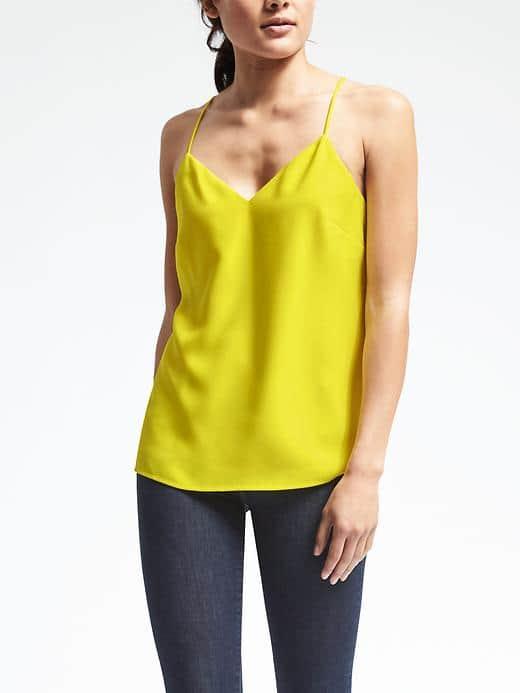 Banana Republic Womens Easy Care Crepe Vee Cami - Green Starfruit