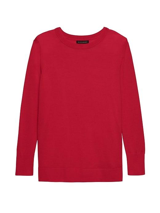 Banana Republic Womens Machine-washable Merino Wool Crew-neck Sweater Hot Red Size Xs