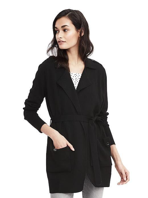 Banana Republic Merino Belted Trench Sweater - Black