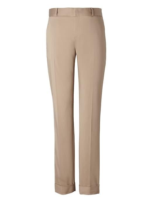 Banana Republic Womens Petite Avery Straight-fit Sateen Pant With Cuff Khaki Size 2