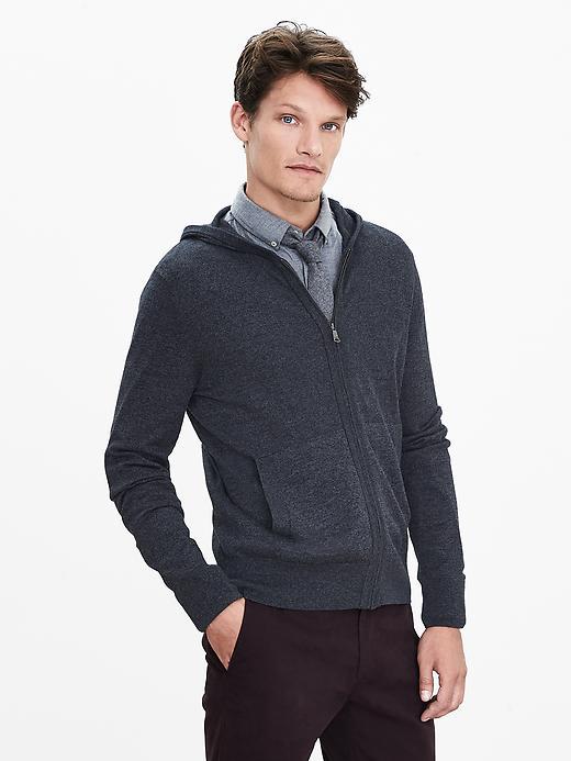 Banana Republic Mens Silk Cotton Cashmere Hoodie Size L Tall - Dark Gray