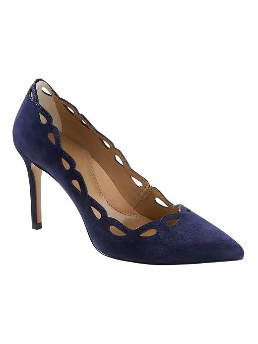 Banana Republic Womens Madison Laser-cut 12-hour Pump Navy Suede Size 9