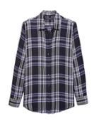 Banana Republic Womens Dillon Classic-fit Plaid Flannel Shirt Lavender Size Xs