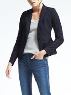 Banana Republic Peak Lapel Peplum Blazer - Blue Stripe