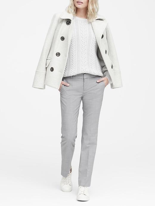 Banana Republic Womens Petite Logan Trouser-fit Lightweight Wool Pant Light Gray Size 4