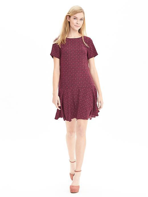 Banana Republic Womens Foulard Flounce Dress Size 0 Petite - Rich Red