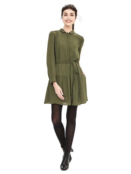 Banana Republic Crepe Shirtdress Size 0 Petite - Seaweed