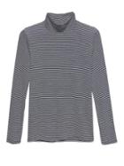 Banana Republic Womens Threadsoft Turtleneck T-shirt Blue Stripe Size Xxs
