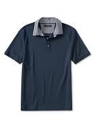 Banana Republic Mens Luxe Touch Contrast Collar Polo Size L Tall - Blue Stone