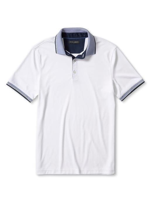 Banana Republic Mens Stripe Trim Cotton Polo Size Xl Tall - White