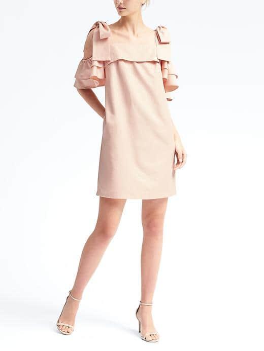 Banana Republic Womens Limited Edition Bow Shoulder Dress - Light Pink