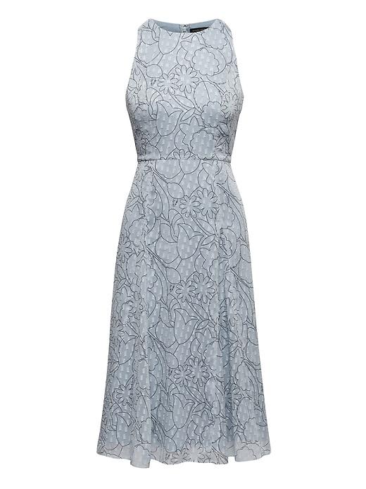 Banana Republic Womens Petite Sparkle Floral Paneled Midi Dress Etched Floral Size 00
