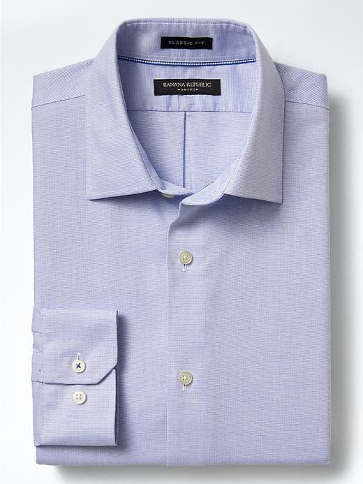 Banana Republic Mens Classic Fit Non Iron Solid Shirt - Sky Blue