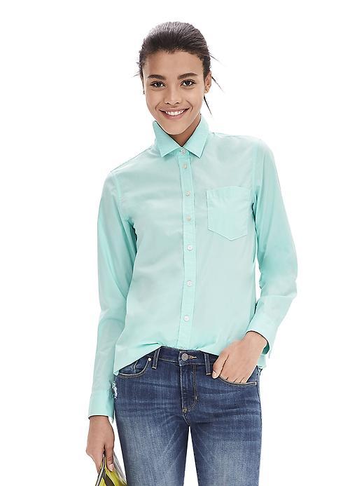 Banana Republic Womens Classic Fit One Pocket Shirt Size L - Soft Turquoise