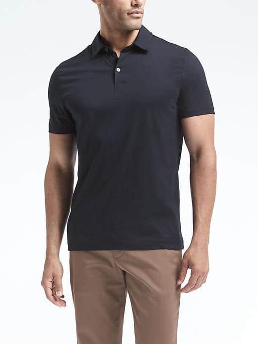 Banana Republic Mens Mercerized Cotton Modal Polo - Navy
