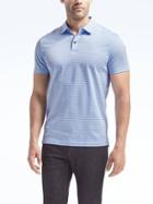 Banana Republic Mens Heritage Stripe Polo - Spa Blue