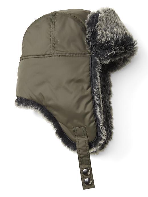 Banana Republic Mens Quilted Fur Trapper Hat - Olive