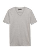 Banana Republic Mens Luxury-touch V-neck T-shirt Heather Light Gray Size S