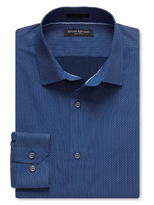 Banana Republic Camden Fit Diamond Non Iron Shirt Size L Tall - Damselfish Blue