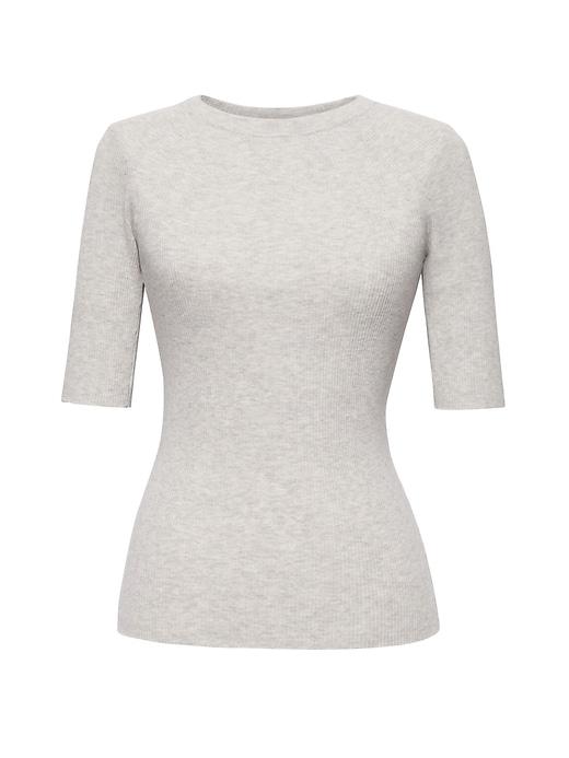 Banana Republic Womens Rib-knit Crew-neck Sweater Heather Light Gray Size Xxl