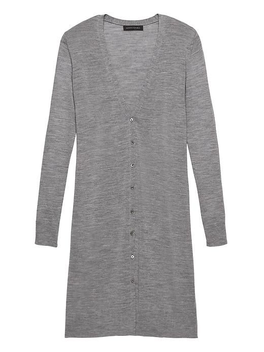 Banana Republic Womens Machine-washable Merino Long Cardigan Sweater Medium Heather Gray Size M