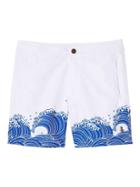 Banana Republic Mens Retromarine   Odaiba Japanese Waves Printed Swim Short White Size 33w