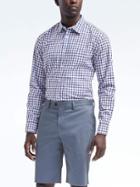 Banana Republic Mens Camden Fit Custom Wash Check Shirt - Montego Bay Blue