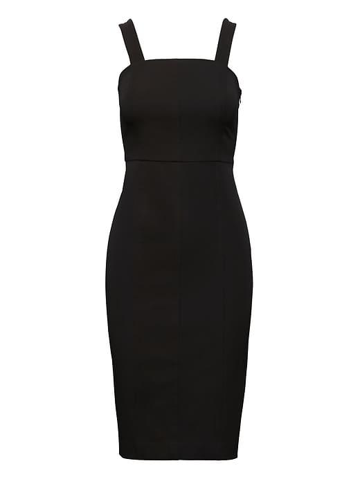 Banana Republic Womens Square-neck Bi-stretch Sheath Dress Black Size 14