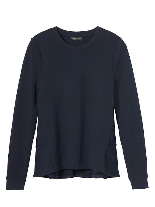 Banana Republic Womens French Terry Ruffle-back Couture Sweatshirt Navy Size S