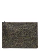 Banana Republic Womens Leopard Print Large Zip Pouch Tuscany Green Size One Size