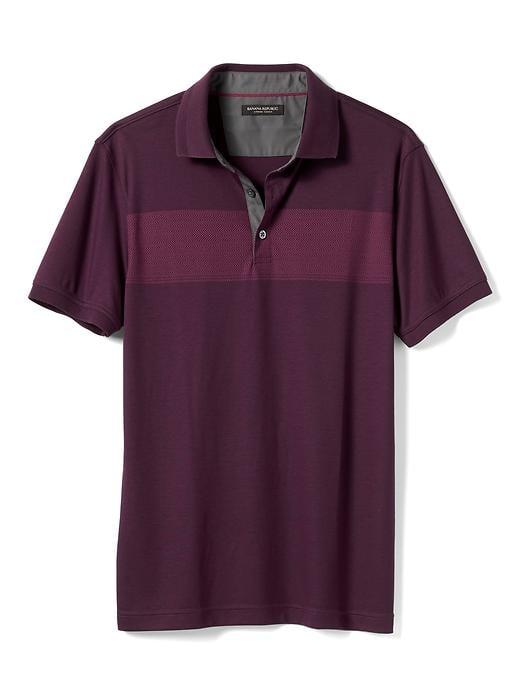 Banana Republic Mens Luxe Touch Chest Stripe Polo - Wine